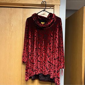 Ruby Rd. 2X Velvet cowl neck Top